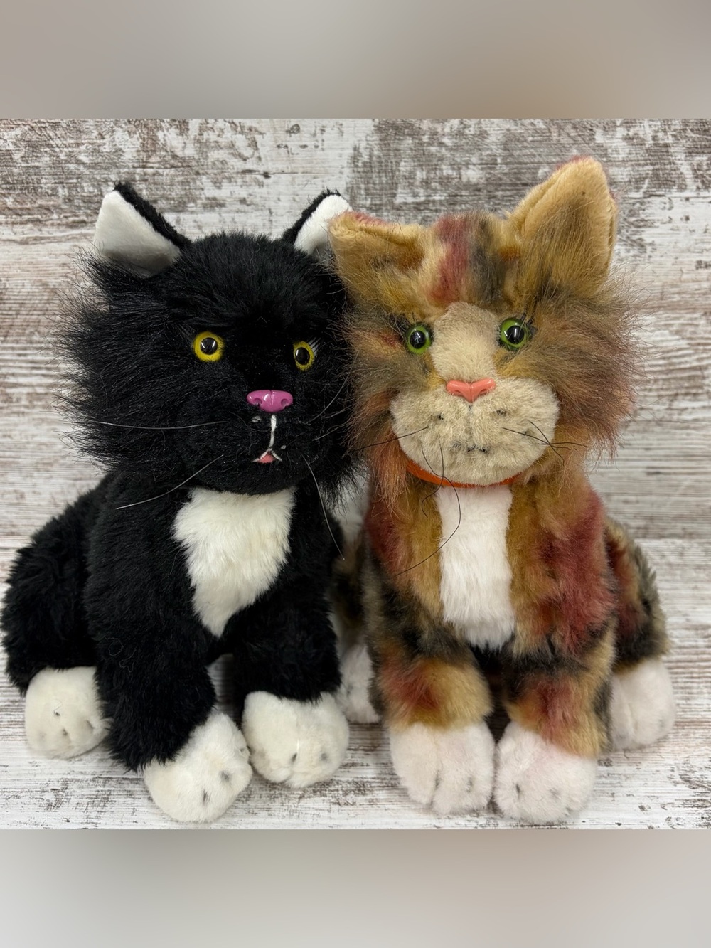 Vintage Plushland Cat Spice Calico & Black Cat Stuffed Animal Y2K 2000 Halloween